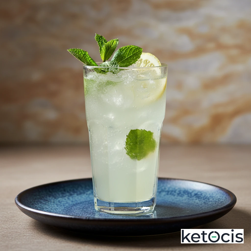 Limonada natural casera con stevia y hielo picado refrescante