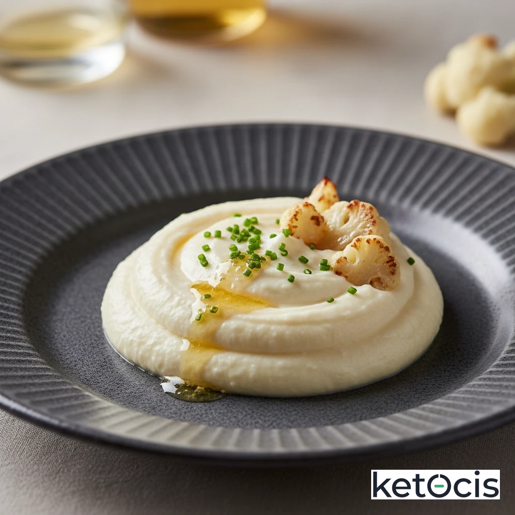 Puré de coliflor espeso batido con crema de leche fresca