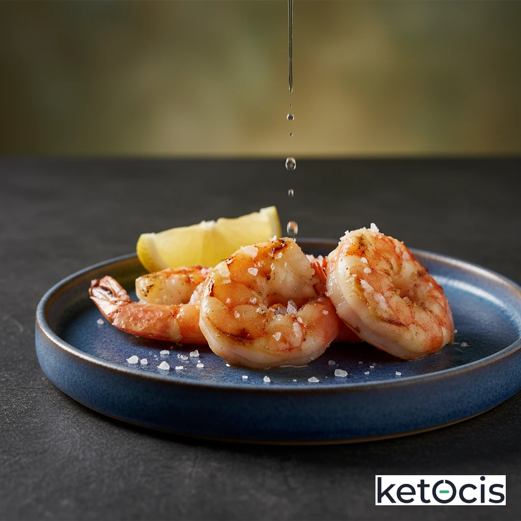 Gambas a la plancha con sal gruesa y un chorrito de limón