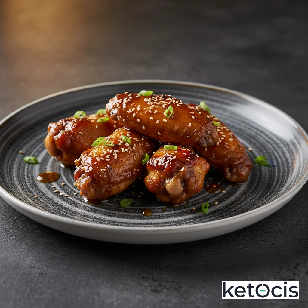 Alitas de pollo marinadas en salsa de soja keto y horneadas