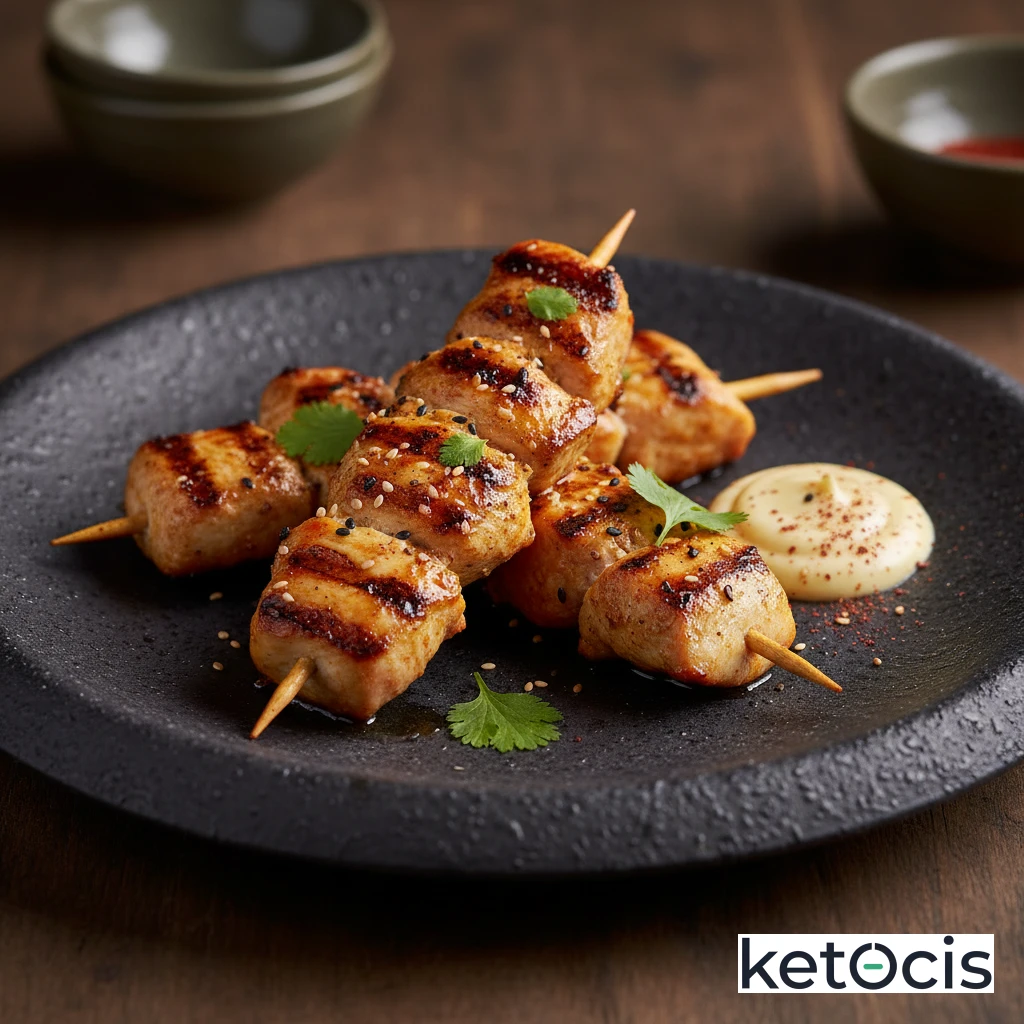Pinchos morunos de pollo adobados caseros a la parrilla