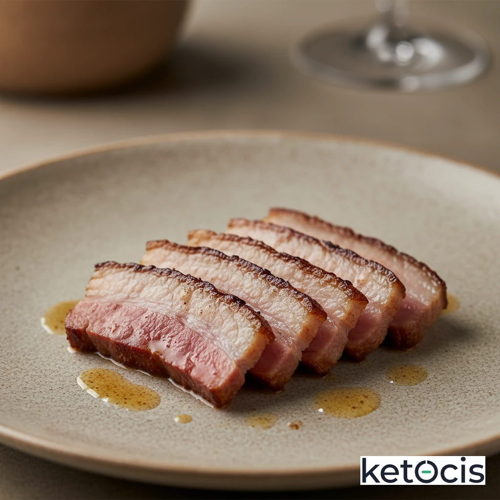 Papada de cerdo ibérico a la brasa cortada muy fina
