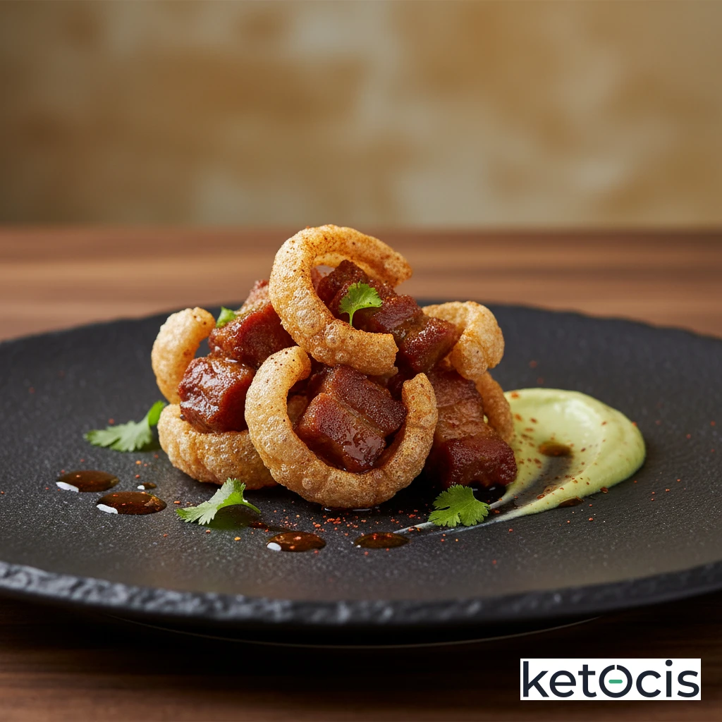 Chicharrones de cerdo caseros especiados con chile en polvo