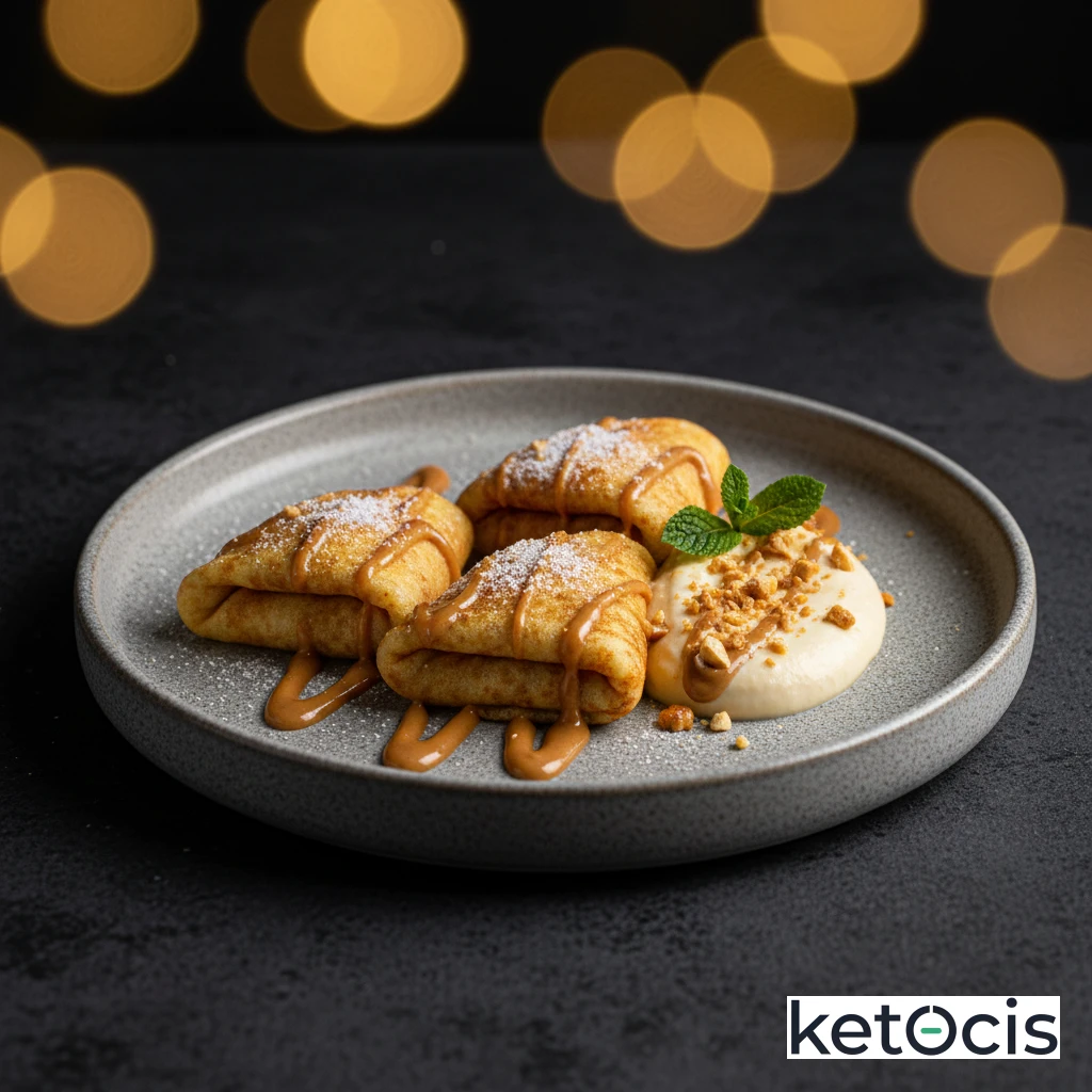 Crepas keto de harina de altramuz con crema de cacahuete