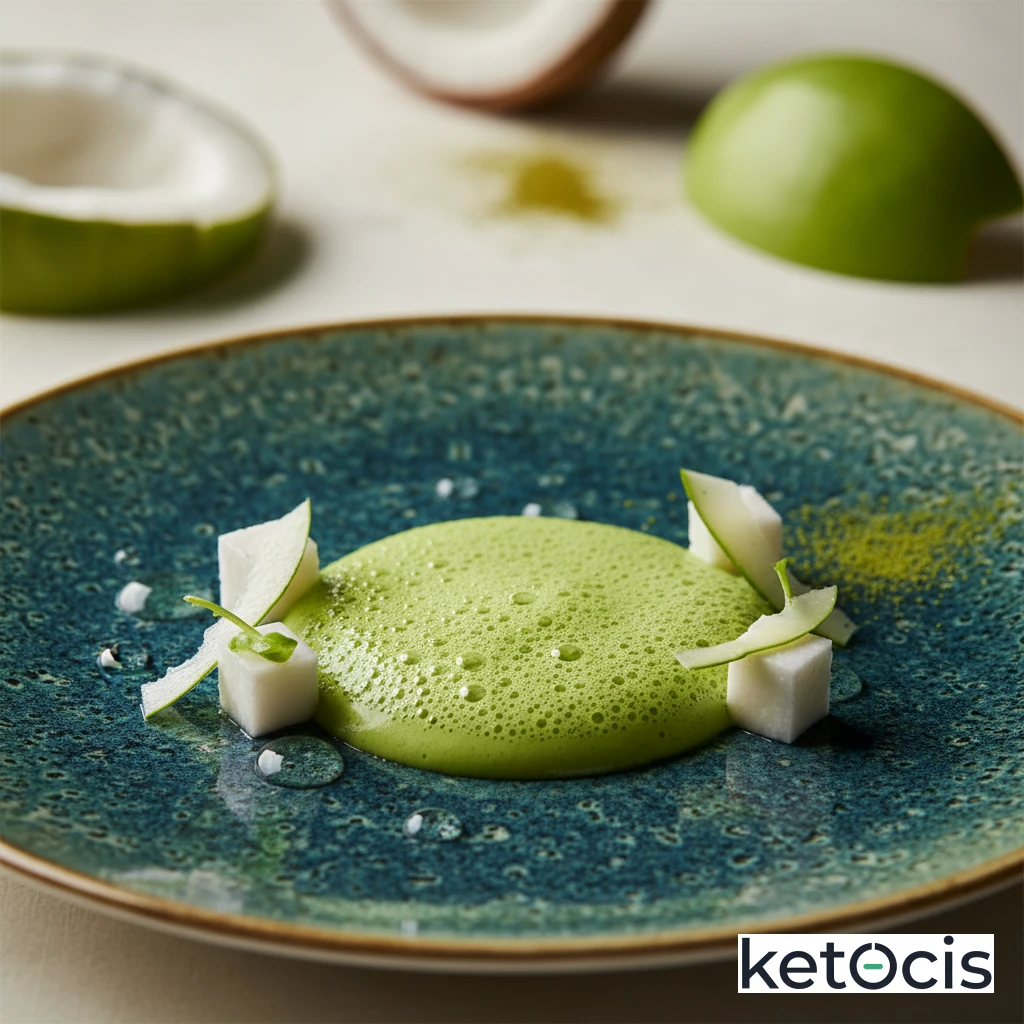 Té verde matcha preparado con agua de coco verde natural