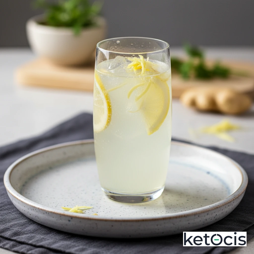 Limonada keto casera con jengibre rallado y stevia líquida