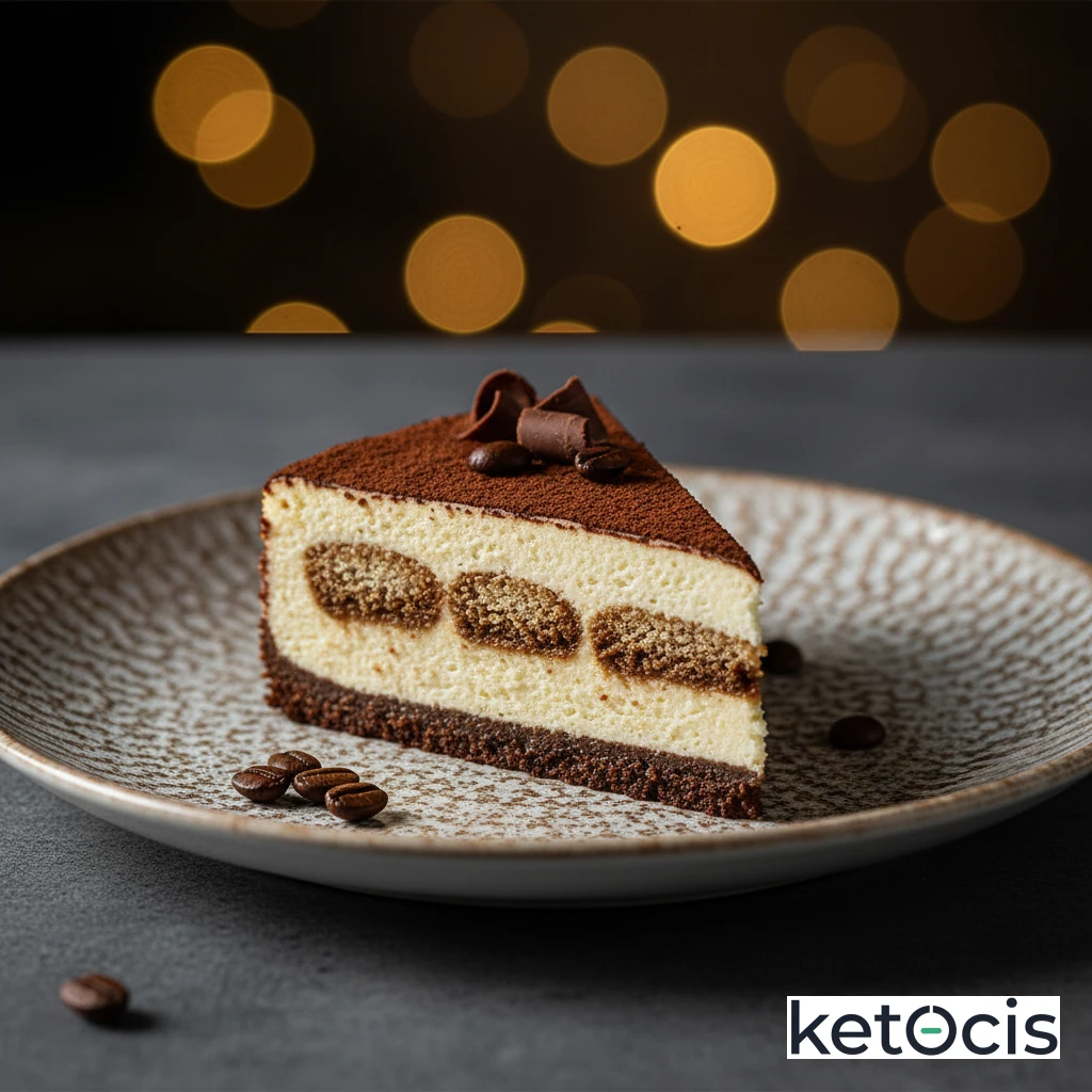 Tarta keto de queso mascarpone y café al estilo tiramisú