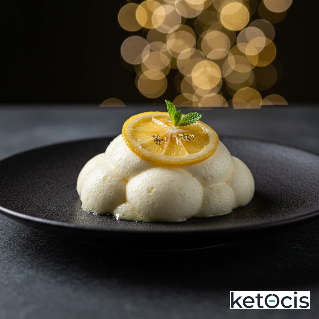 Mousse keto de limón batida con claras de huevo y gelatina