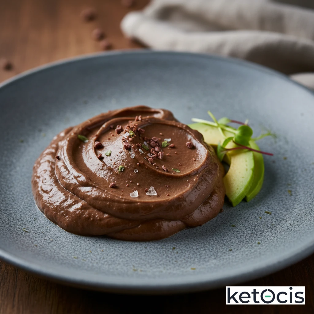Pudín keto de aguacate y cacao espeso y muy cremoso