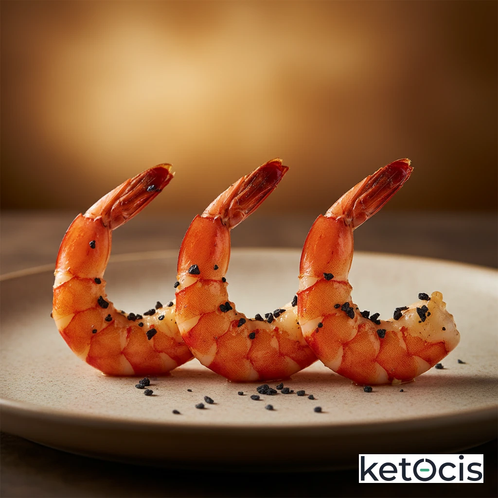 Carabineros a la plancha con escamas de sal negra