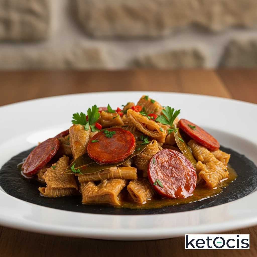 Callos de ternera guisados con chorizo ibérico sin azúcar añadido