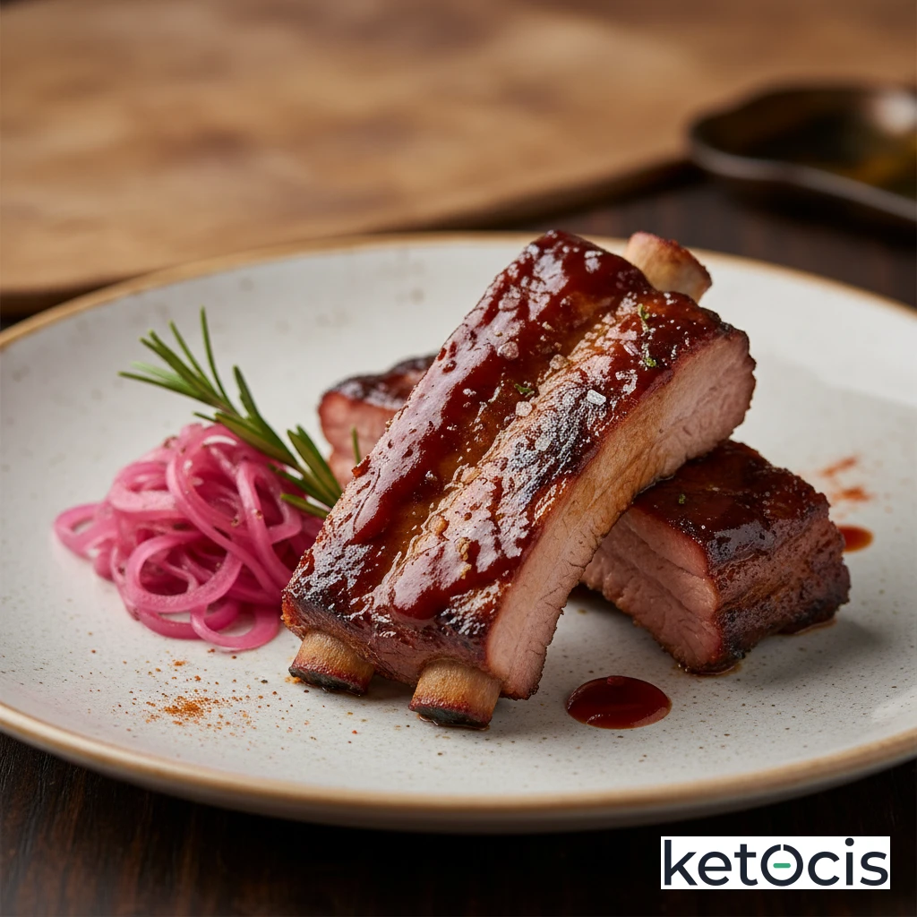 Costillas de cerdo a la barbacoa keto casera sin melaza