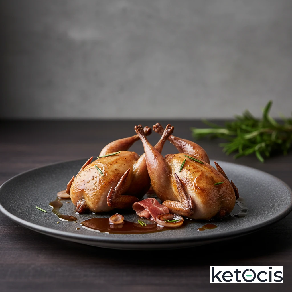 Codornices al horno rellenas de jamón serrano y romero