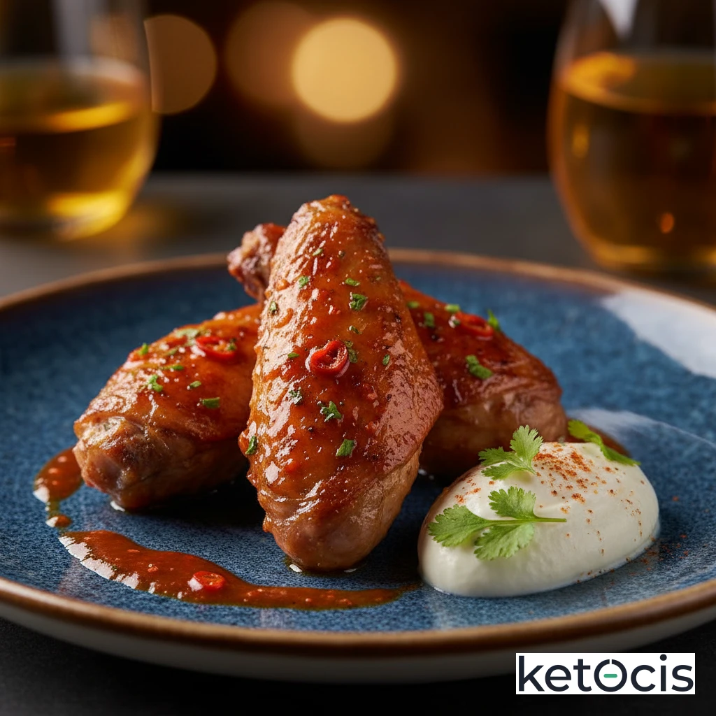 Alitas de pavo marinadas en salsa búfalo picante y asadas