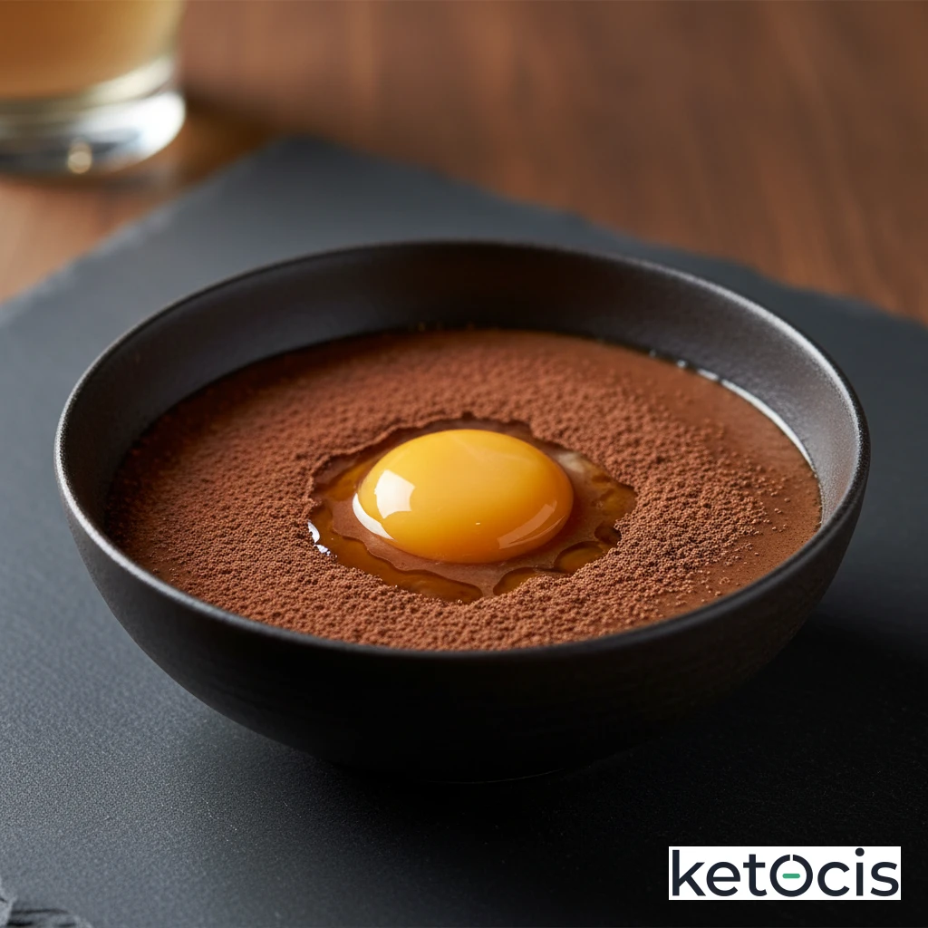 Batido de proteínas con yema de huevo cruda y cacao puro