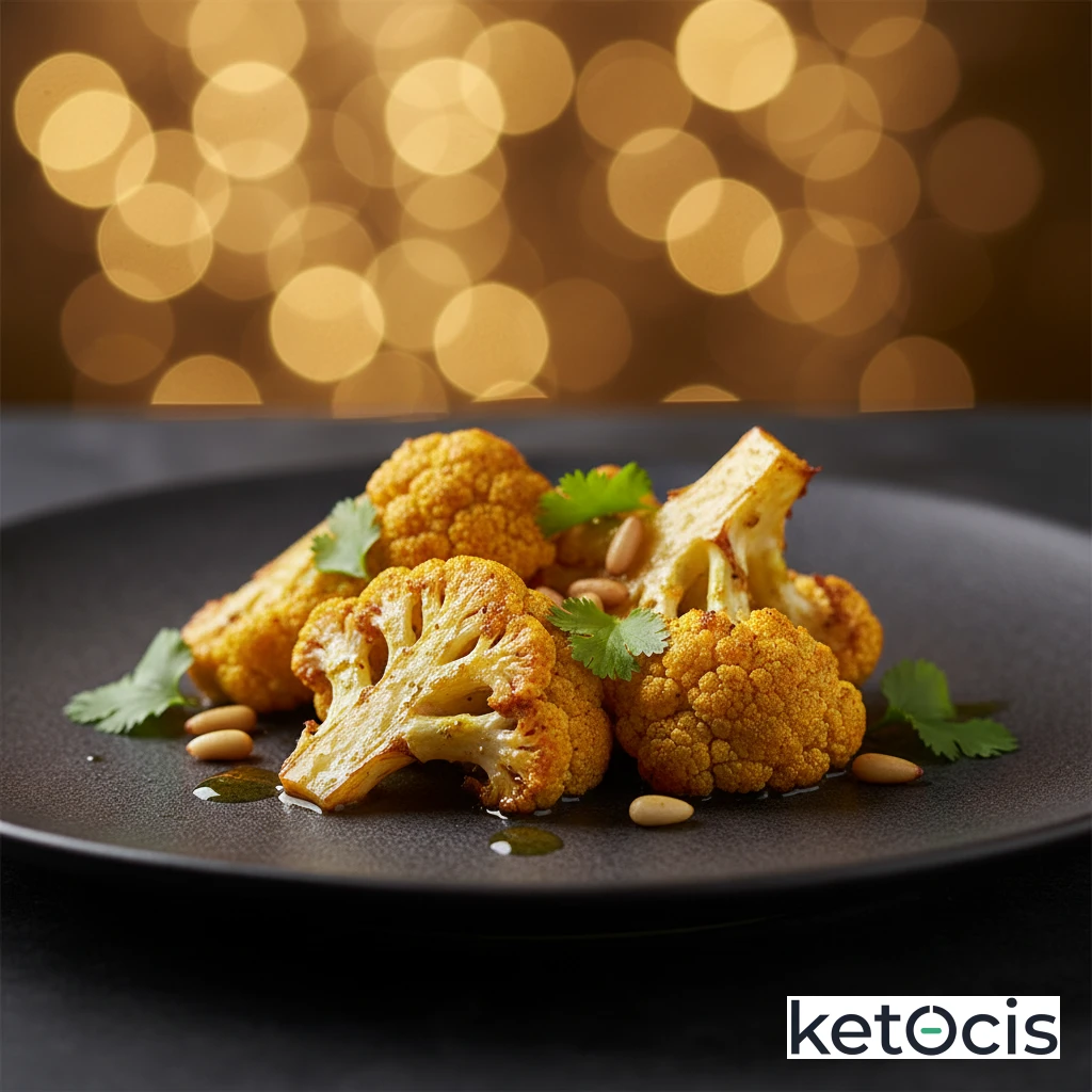 Coliflor asada en ramilletes con cúrcuma y aceite de coco