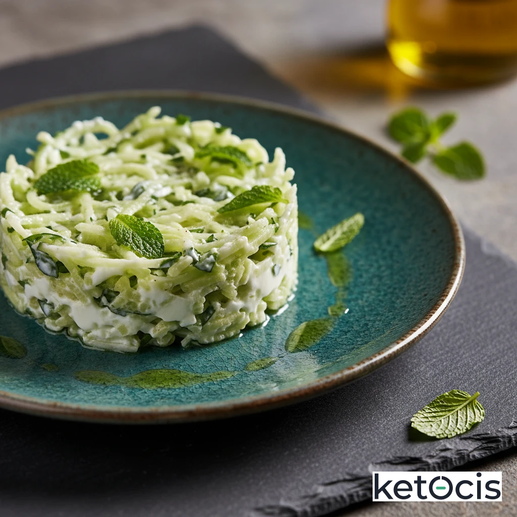 Ensalada de pepino rallado con yogur griego natural y menta