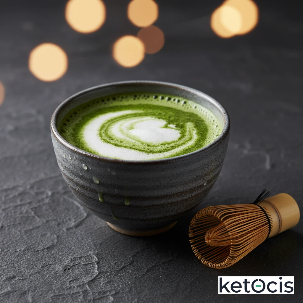 Té verde matcha batido con bebida de coco sin edulcorar