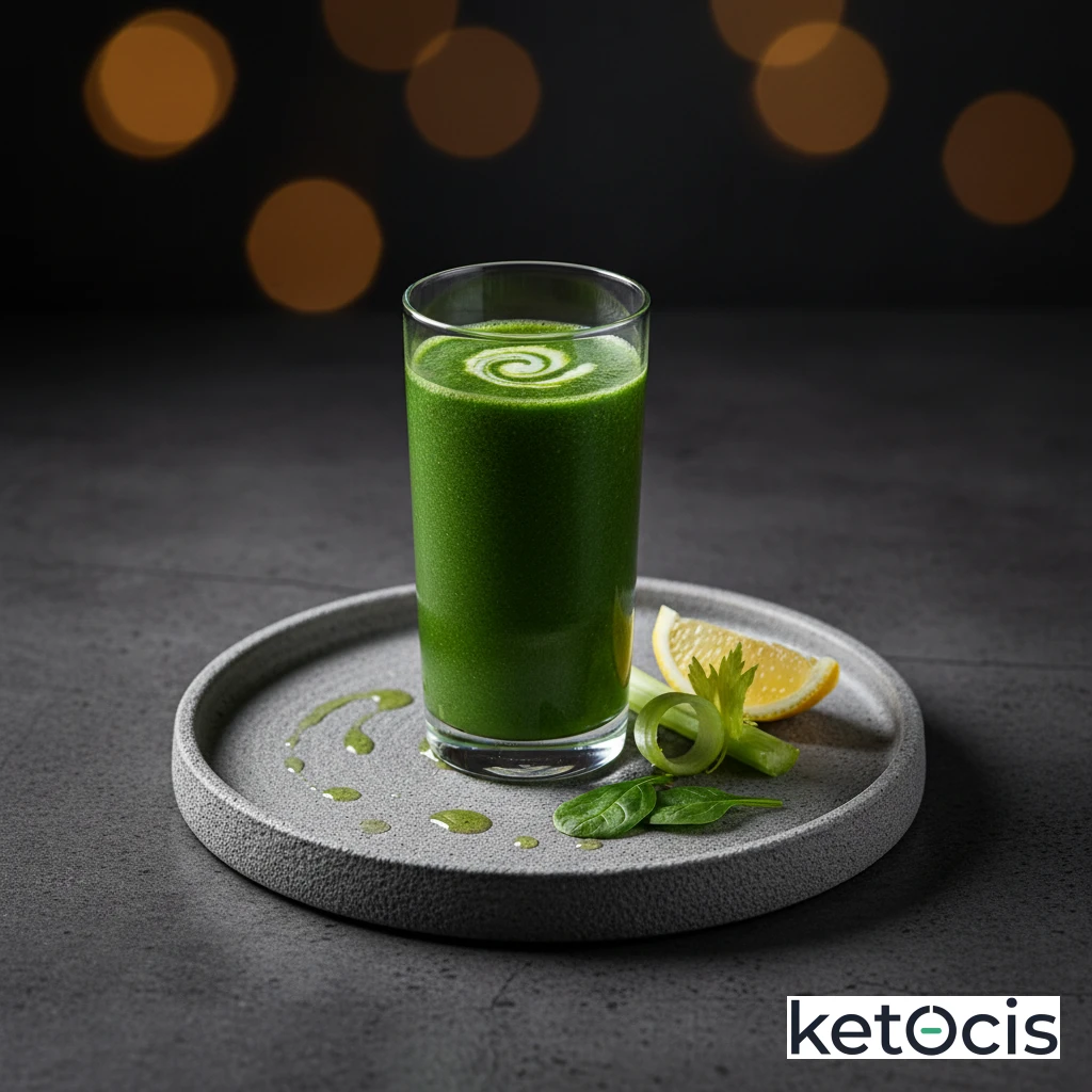 Batido de apio espinaca y zumo de medio limón