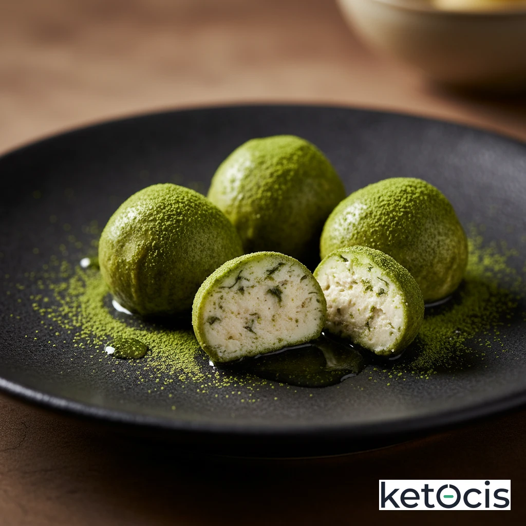 Trufas de aceite de coco virgen manteca de cacao y té matcha