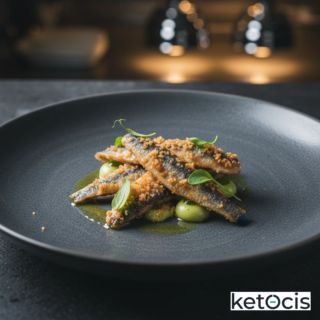 Boquerones fritos en aceite de oliva con rebozado de chicharrón