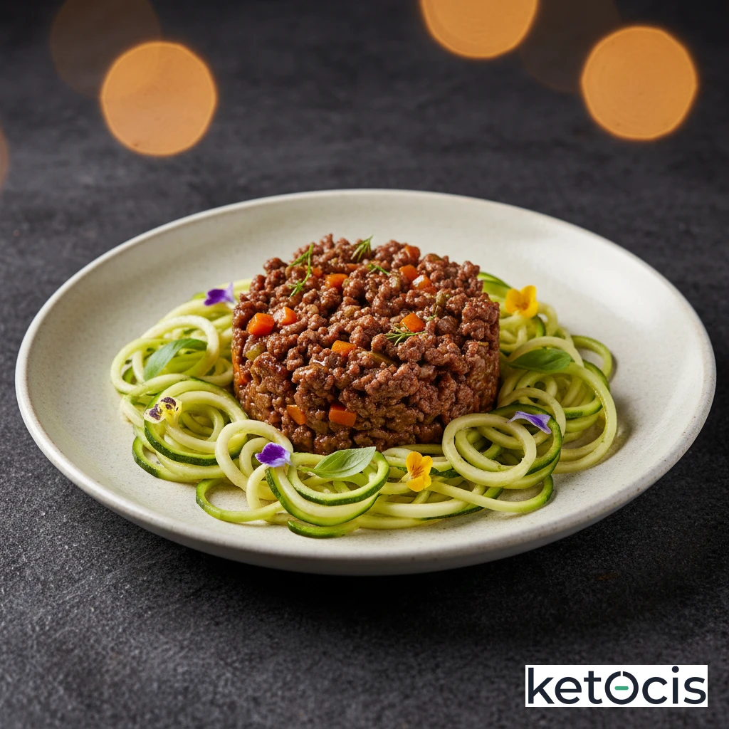 Ragú de carne picada de res para acompañar zoodles crudos