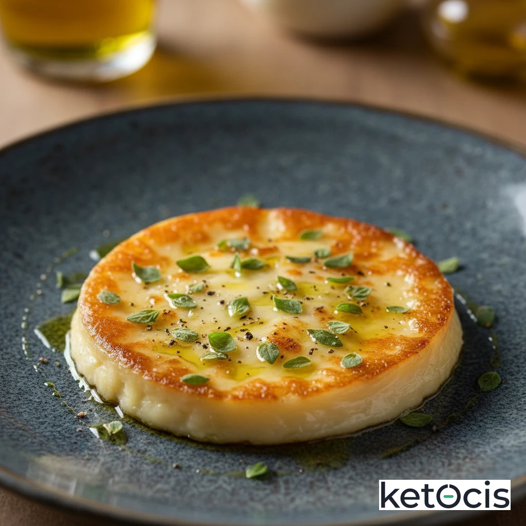 Queso provolone al horno con orégano y aceite de oliva