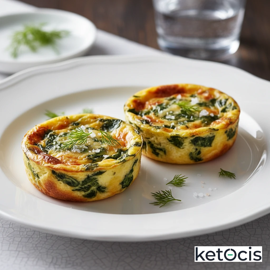 Mini quiches de espinaca sin masa hechos en moldes de silicona