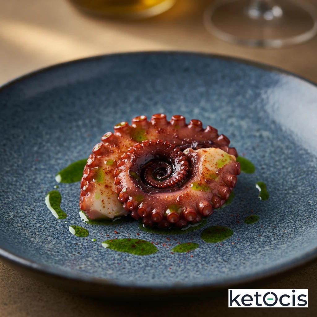 Pulpo hervido aliñado con aceite de aguacate y pimentón ahumado