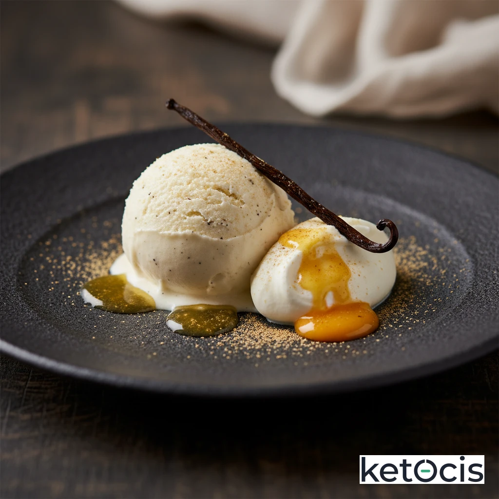 Helado keto de vainilla elaborado con yemas crudas y nata montada
