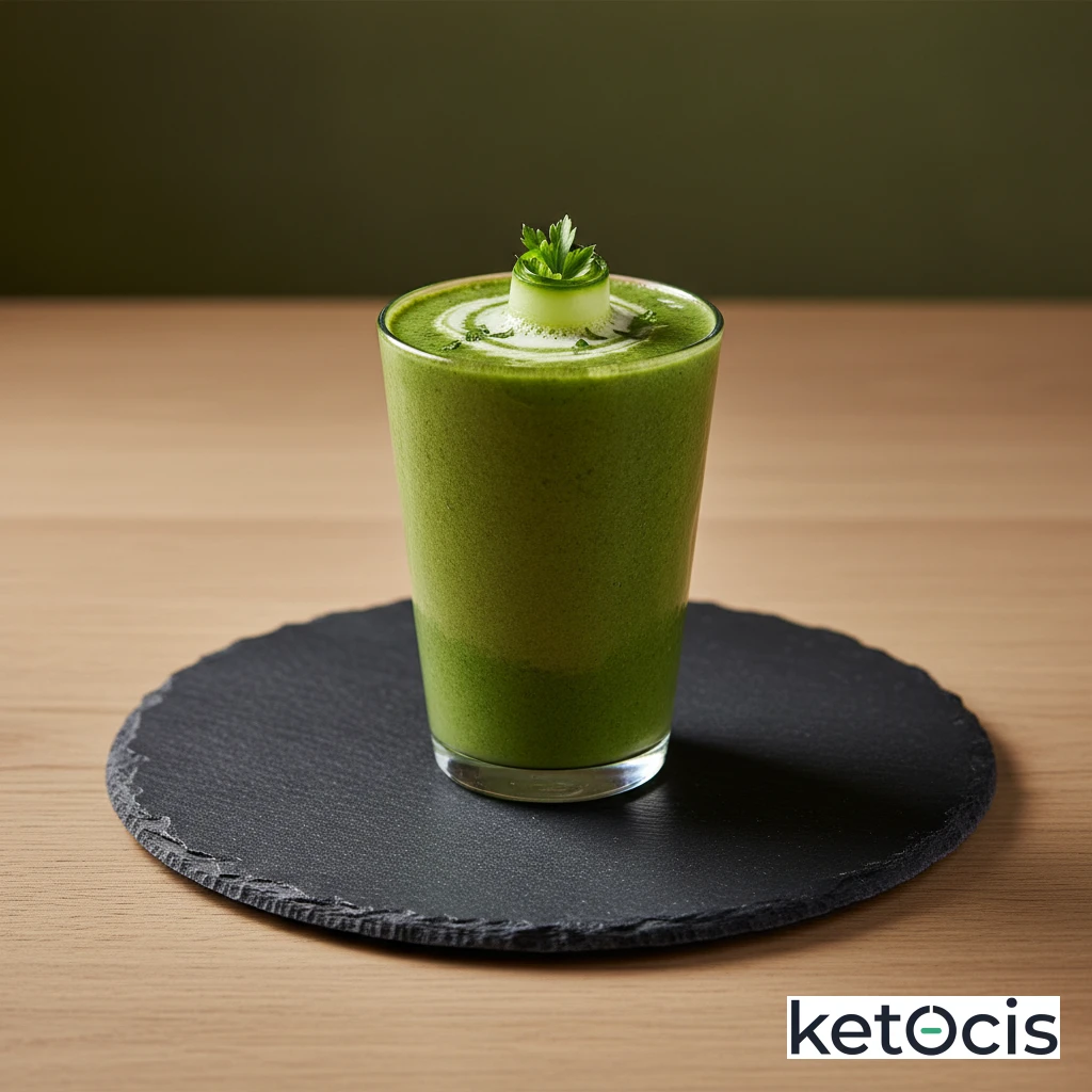 Batido verde de espinaca perejil y pepino licuado