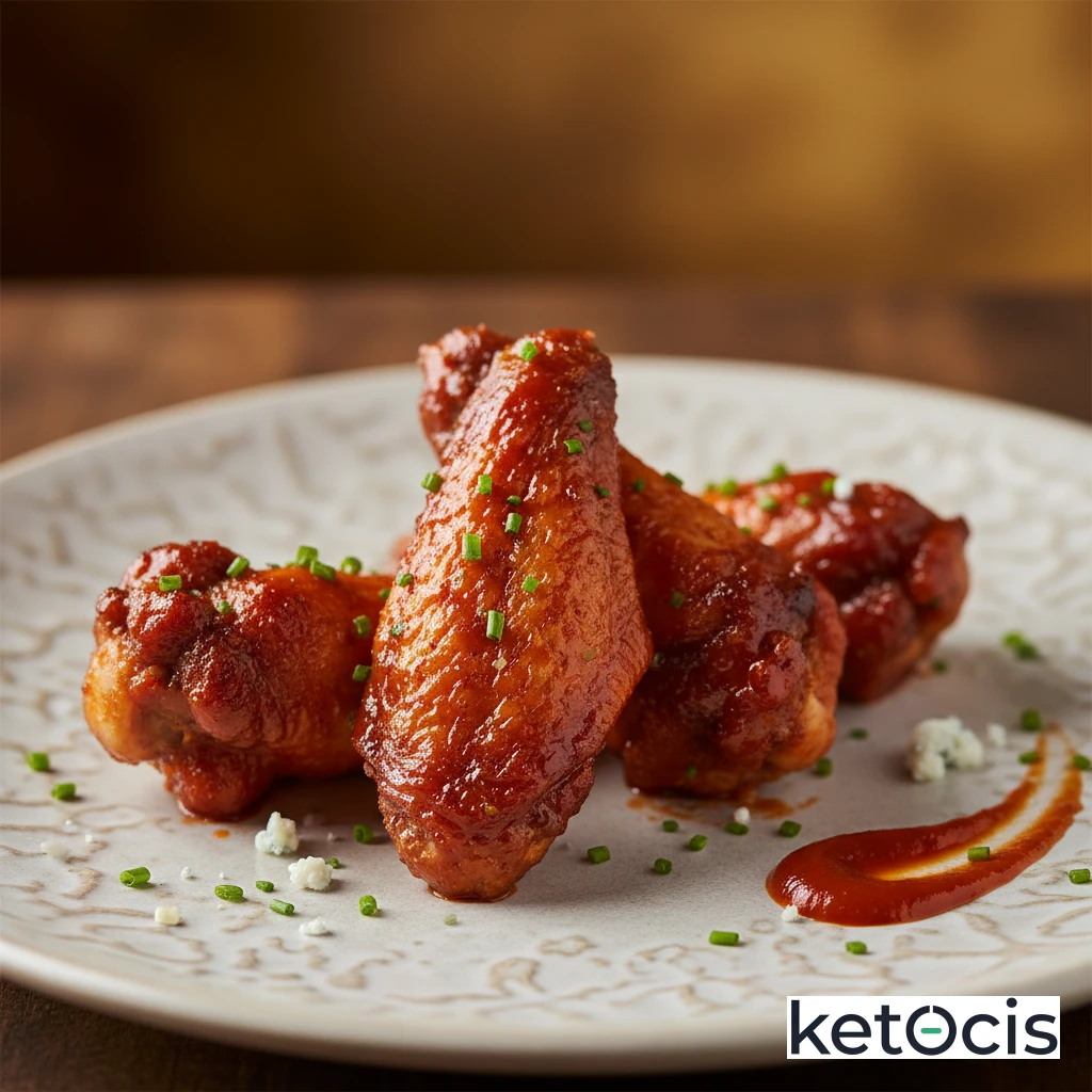 Alitas de pollo horneadas crujientes marinadas en salsa búfalo