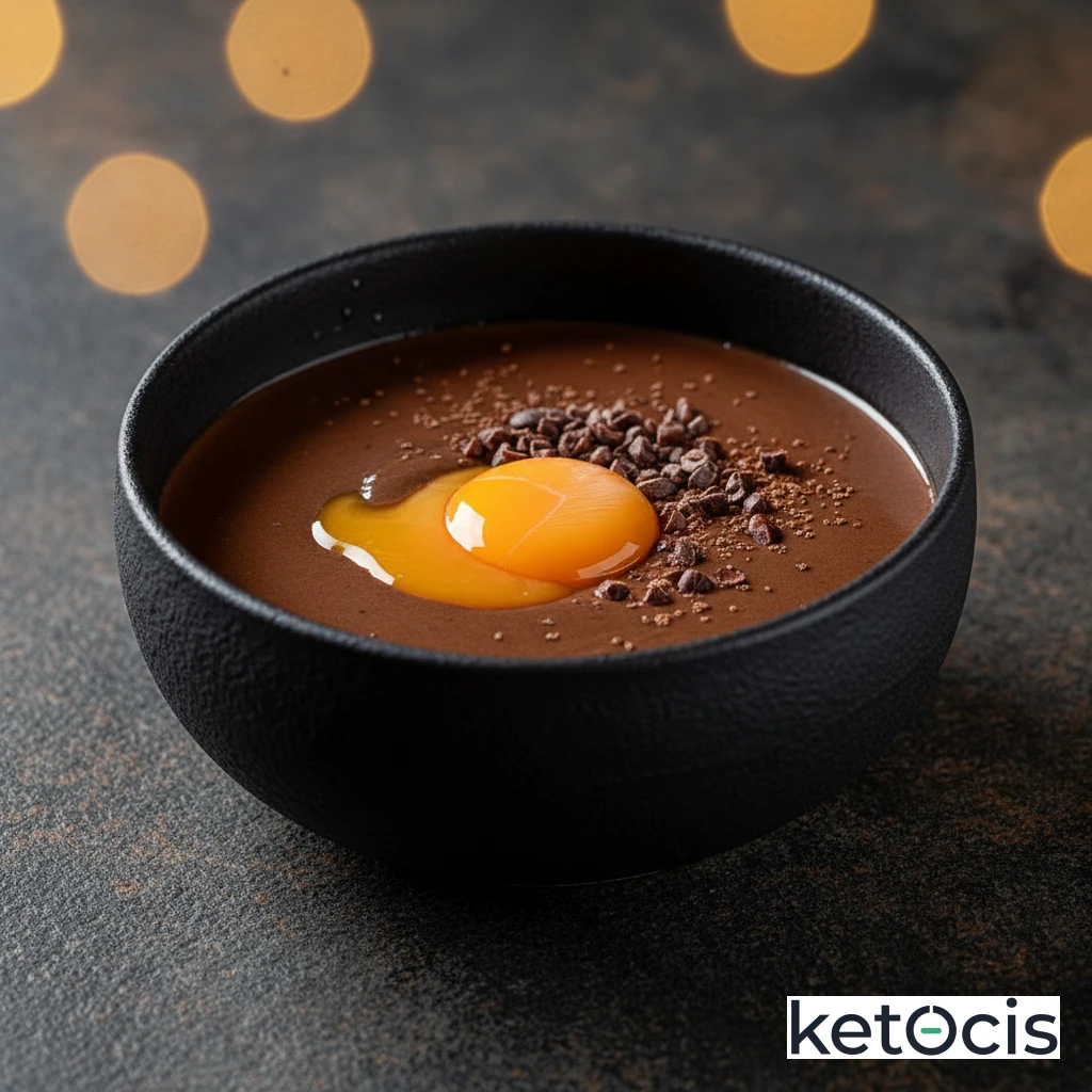 Batido keto rico en proteínas con cacao puro y yema de huevo pasteurizada