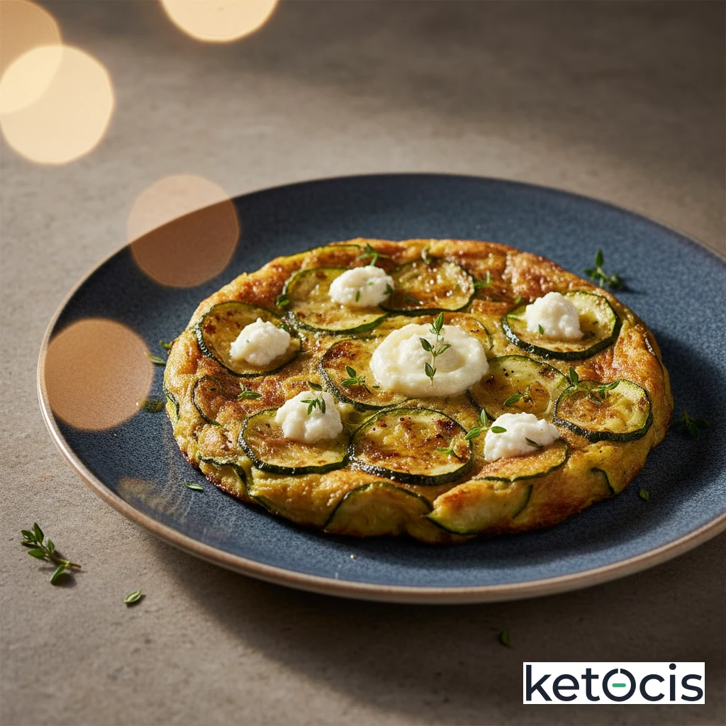Tortilla de calabacín asado con queso de cabra y tomillo fresco