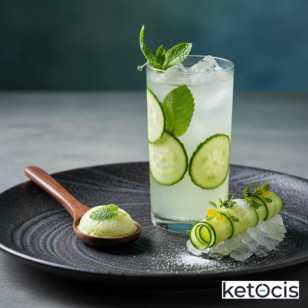 Limonada de pepino y menta fresca endulzada con stevia natural