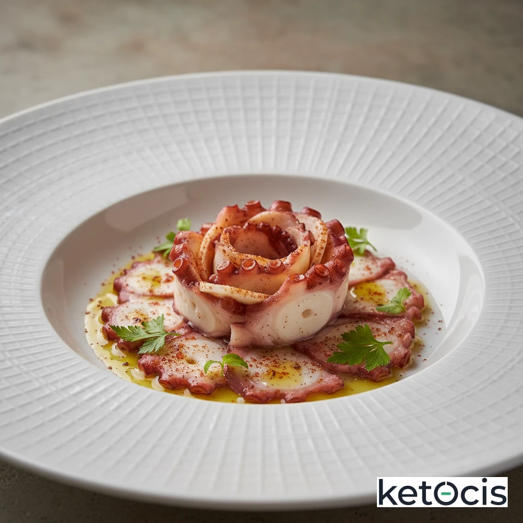 Ensalada de pulpo hervido con pimentón de la vera y aceite virgen extra