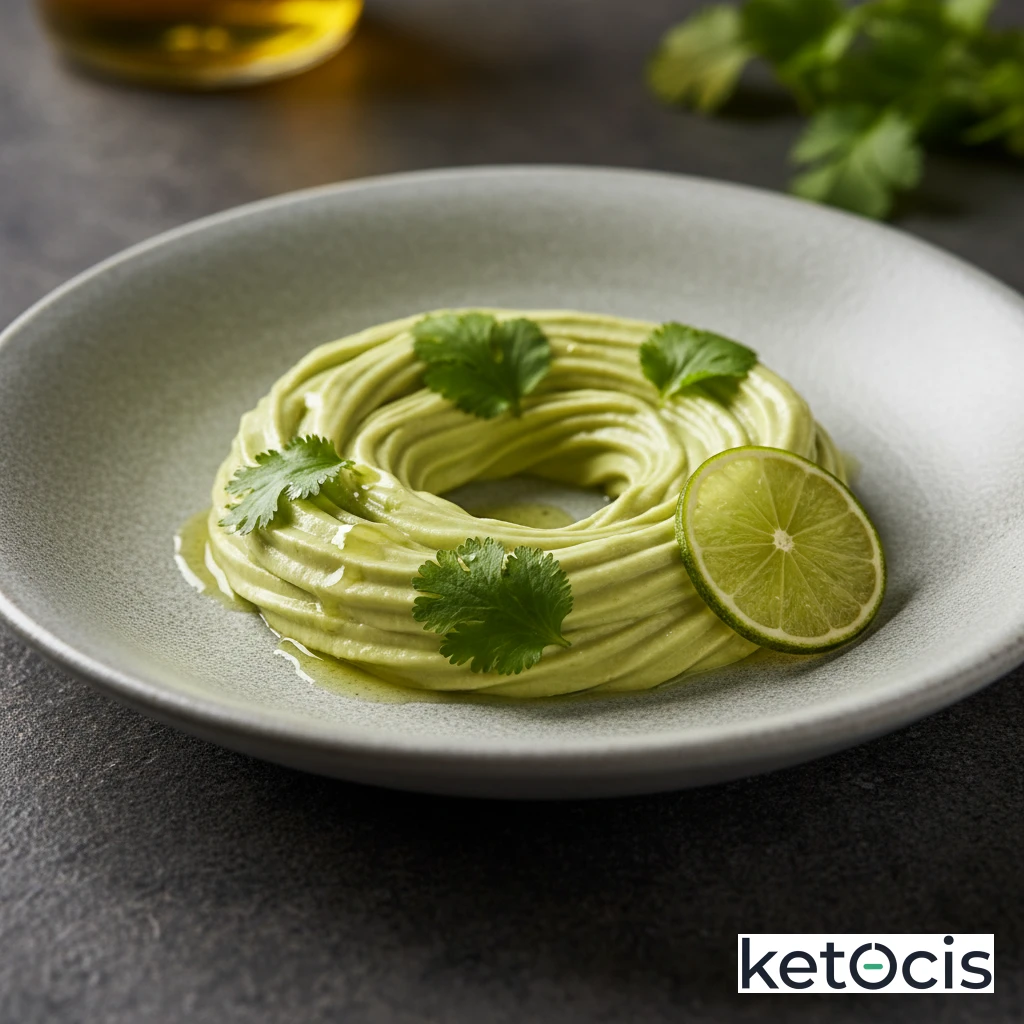 Crema fría de aguacate batido con cilantro fresco y zumo de lima