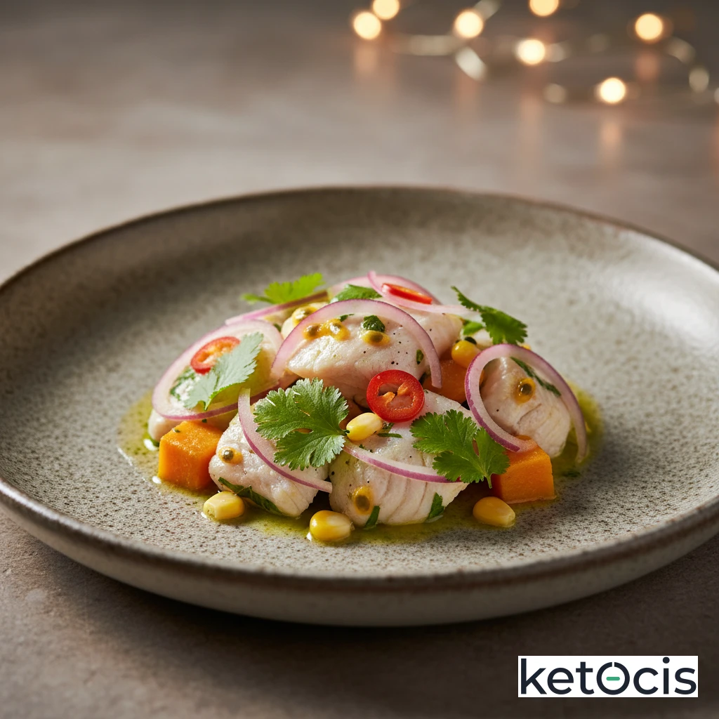 Ceviche de corvina salvaje con chile habanero y cilantro fresco