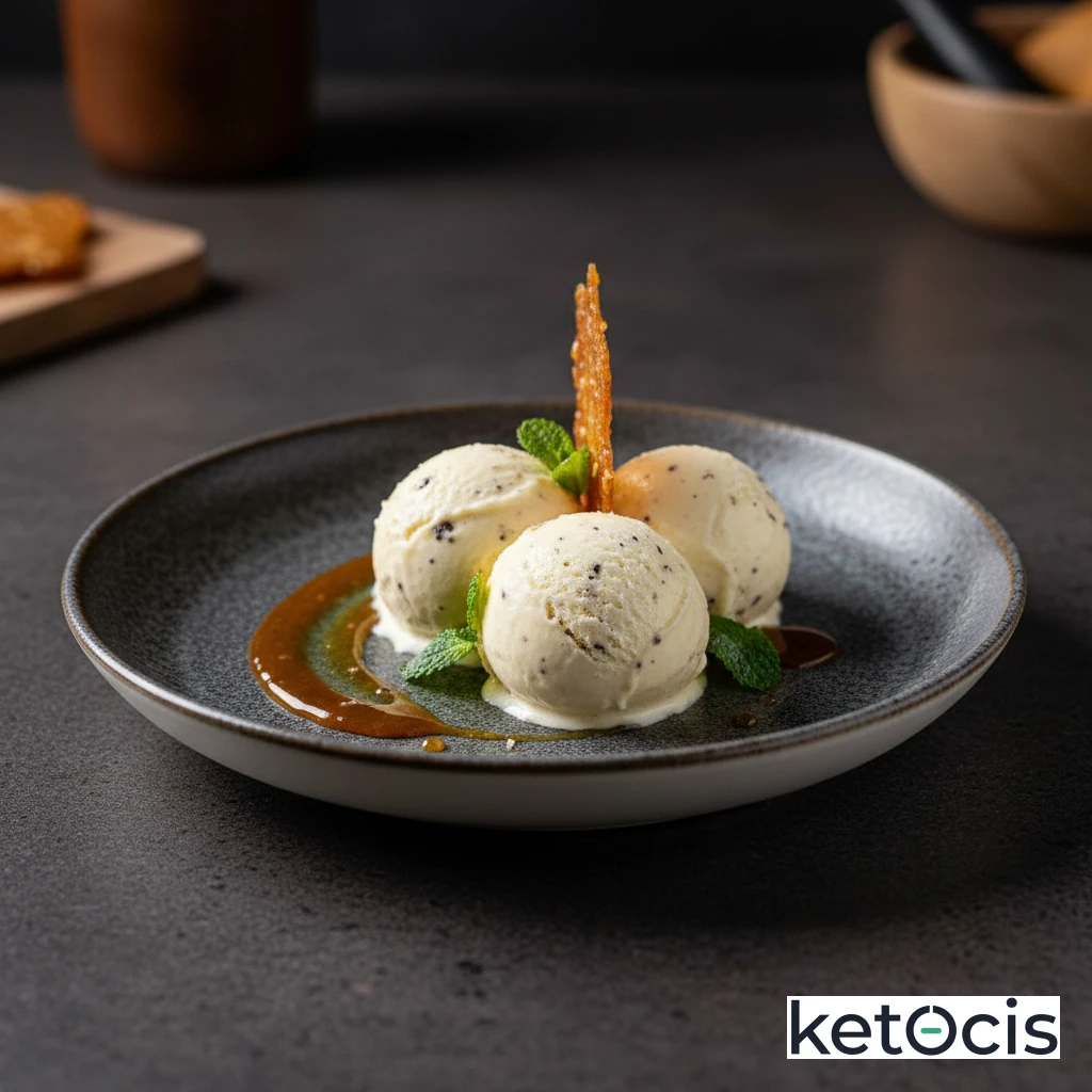 Helado cetogénico de vainilla bourbon elaborado con yemas y nata