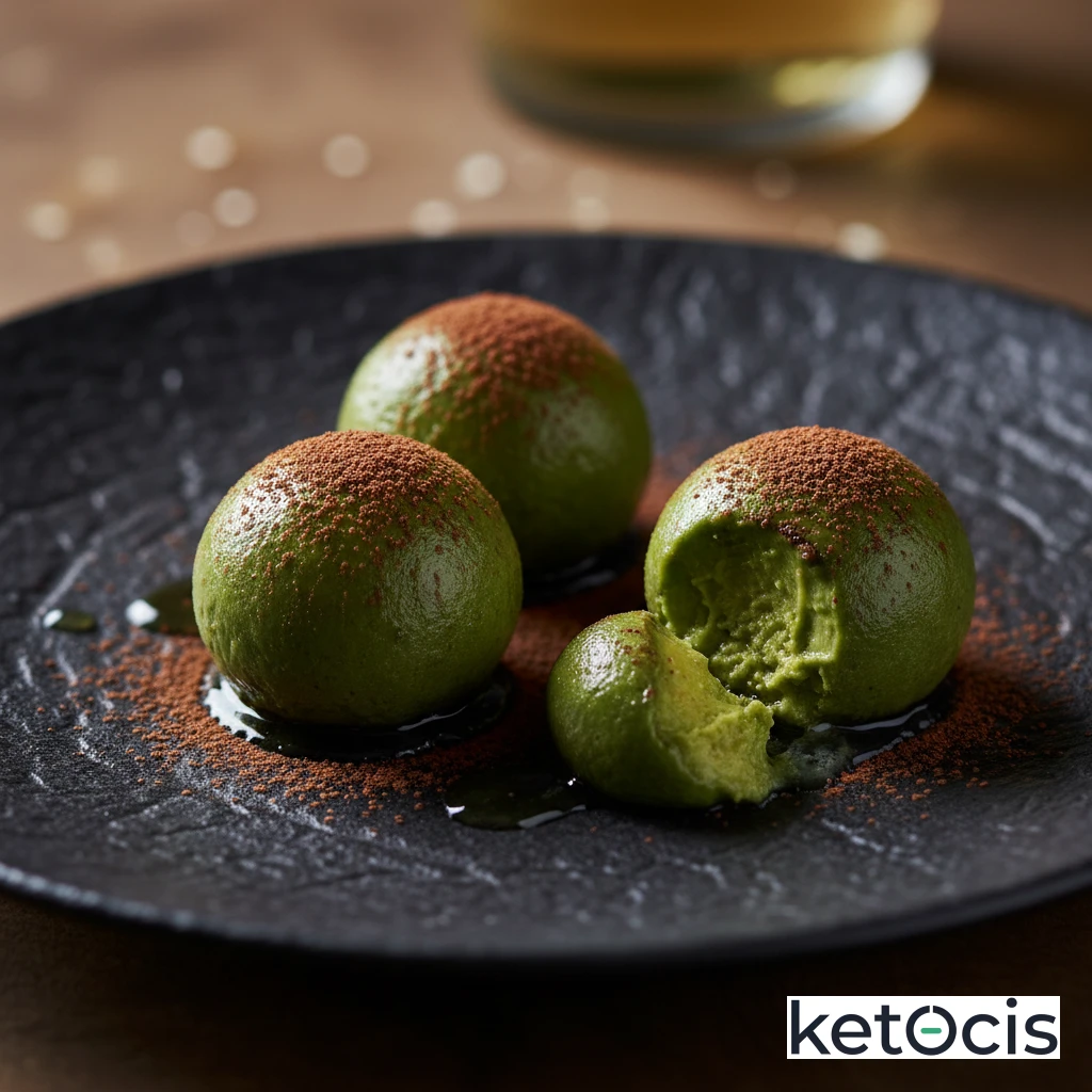 Trufas heladas de aguacate maduro cacao puro y manteca de coco