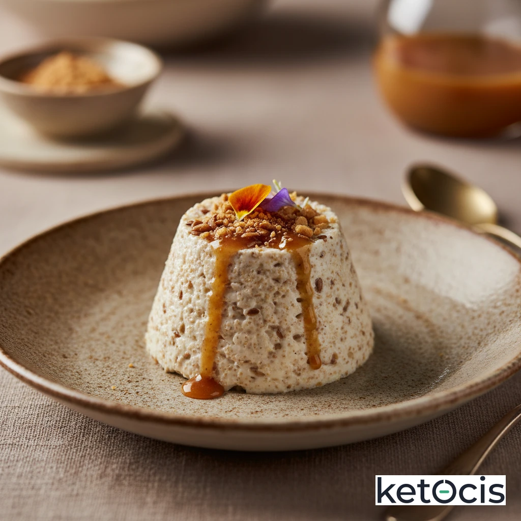 Pudín keto muy espeso de semillas de lino y crema de cacahuete