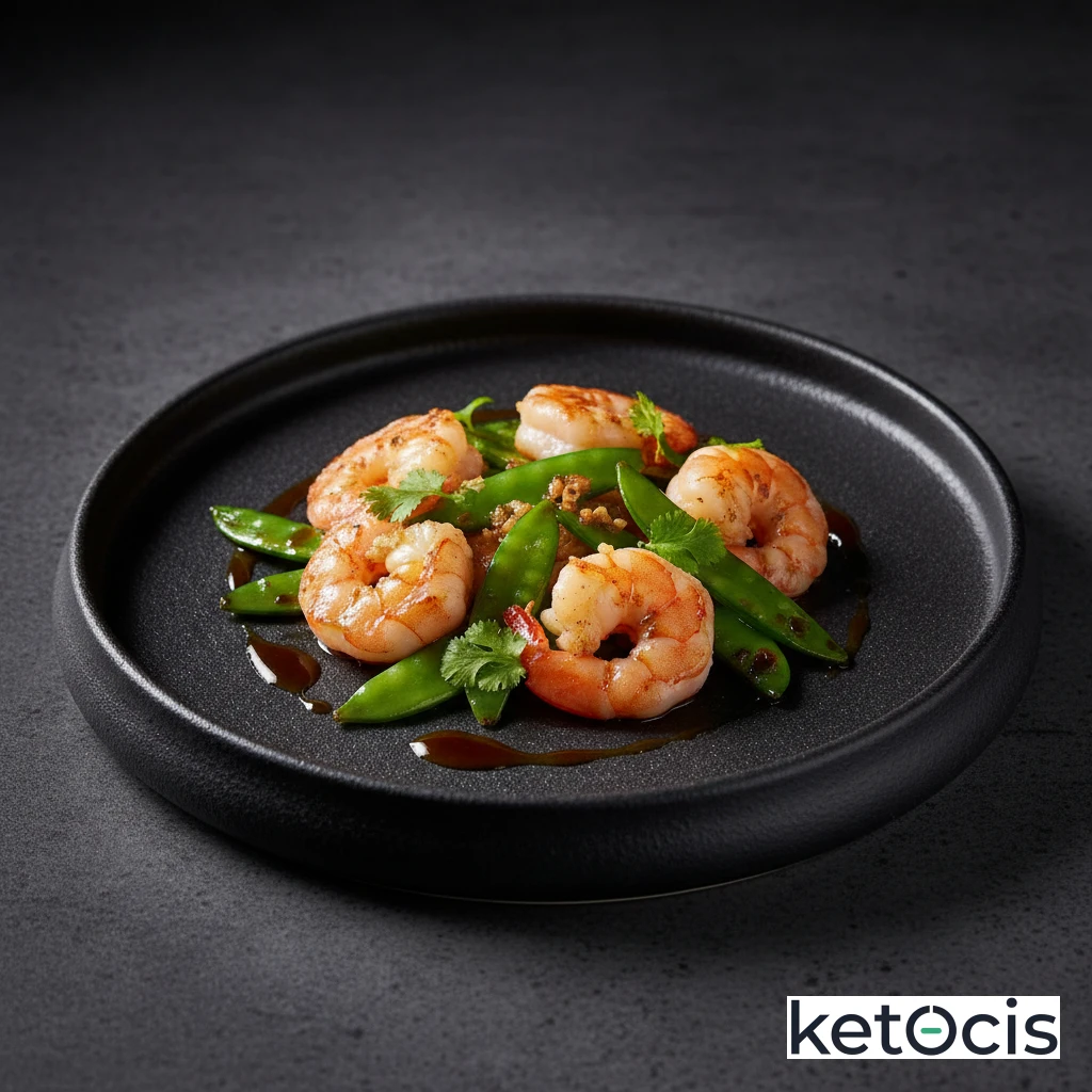Langostinos pelados y salteados con tirabeques al wok