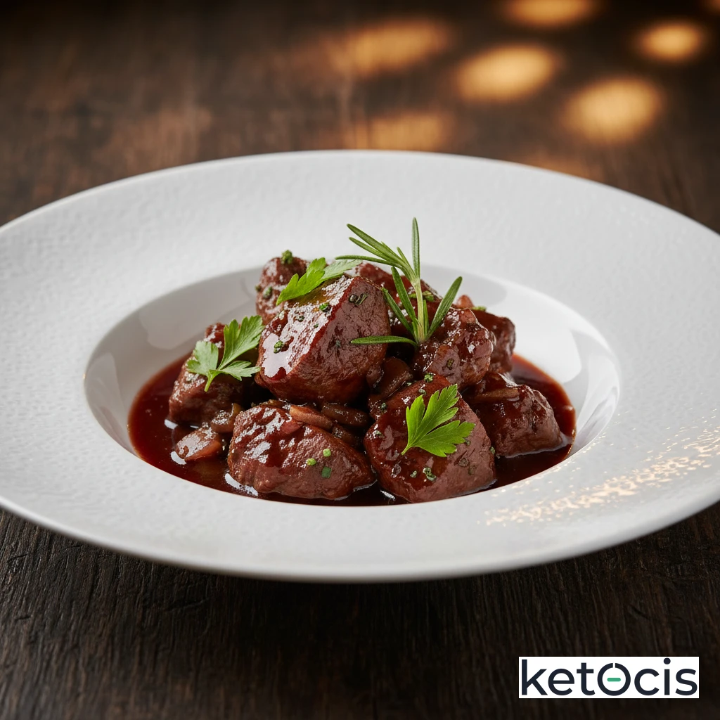 Ragú de ciervo estofado en vino tinto cocinado a fuego lento
