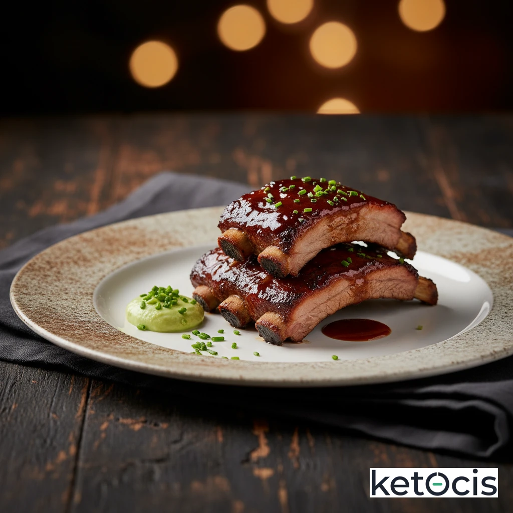 Costillas de cerdo asadas a baja temperatura estilo barbacoa keto