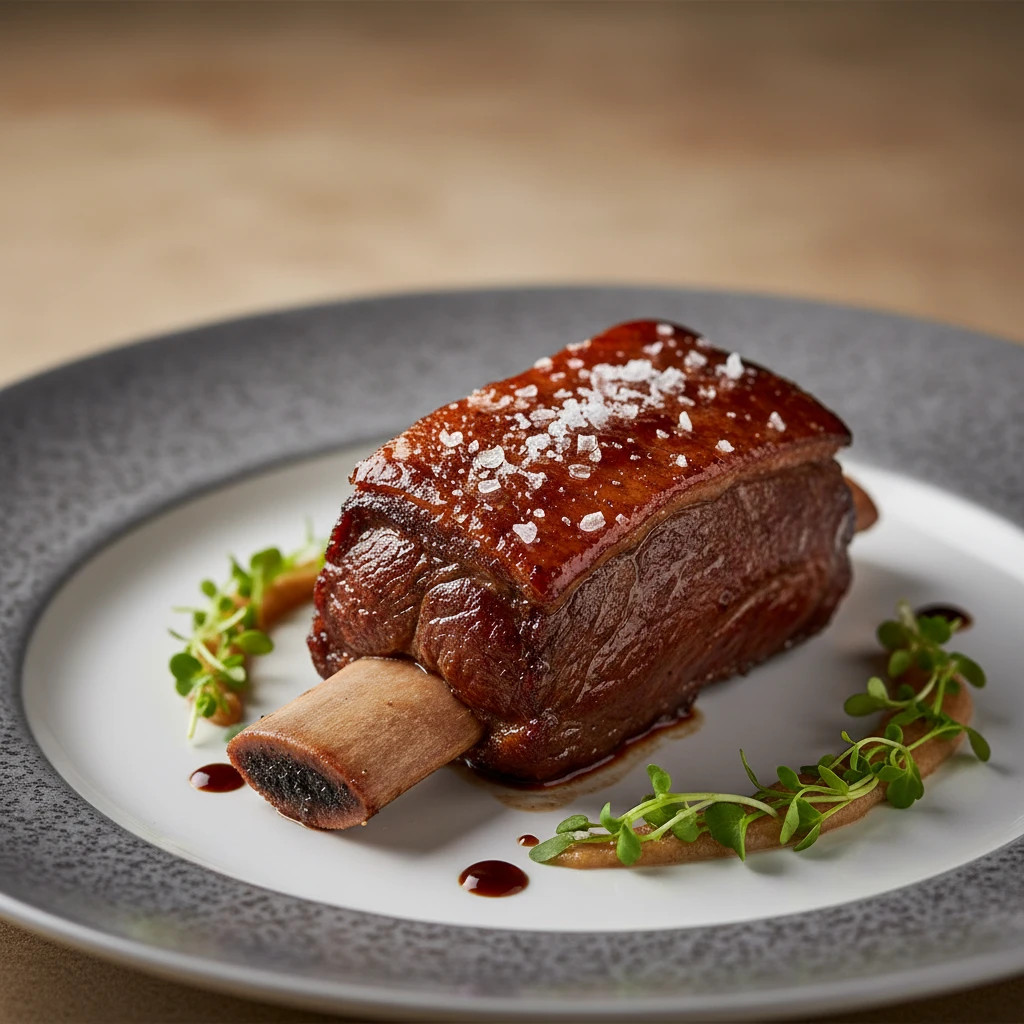 Asado de tira de ternera al horno con sal en escamas