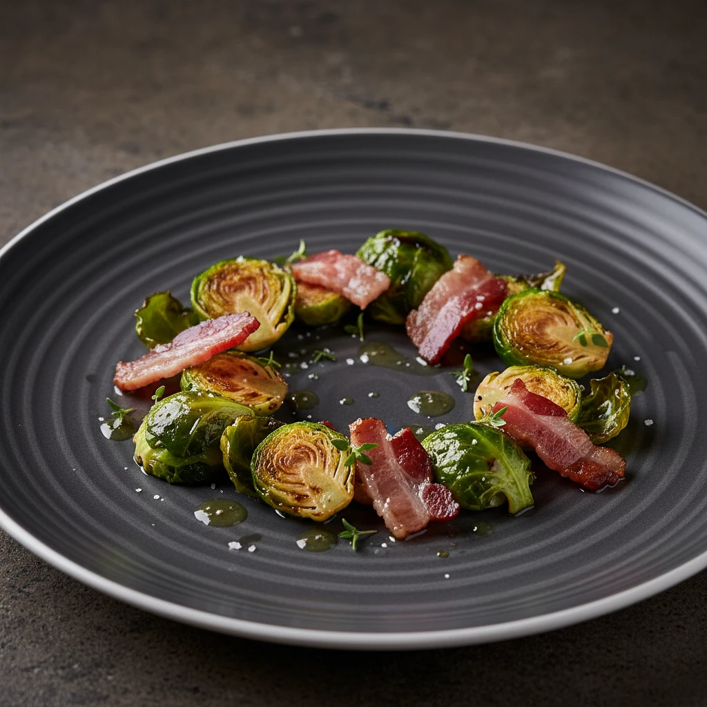 Coles de bruselas deshojadas y salteadas con tocino ibérico