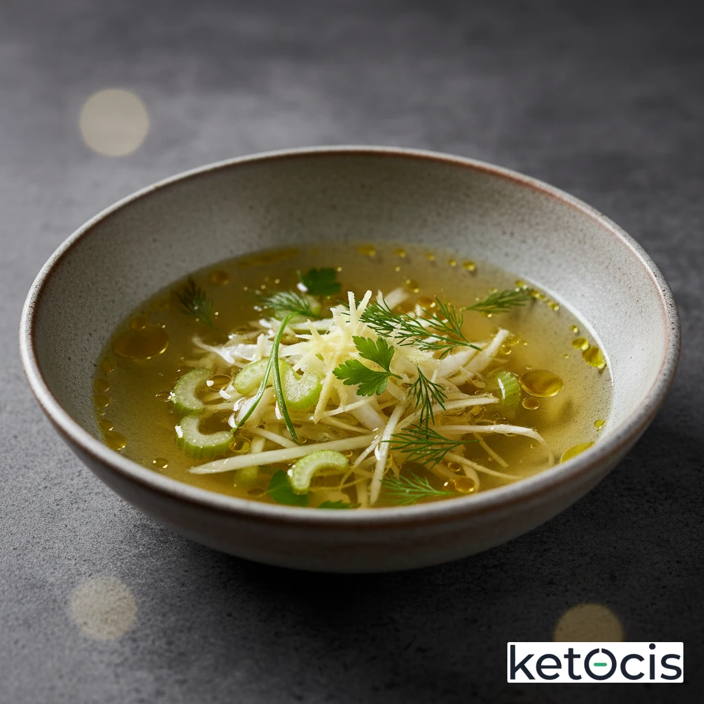 Caldo de repollo blanco apio y jengibre fresco rallado