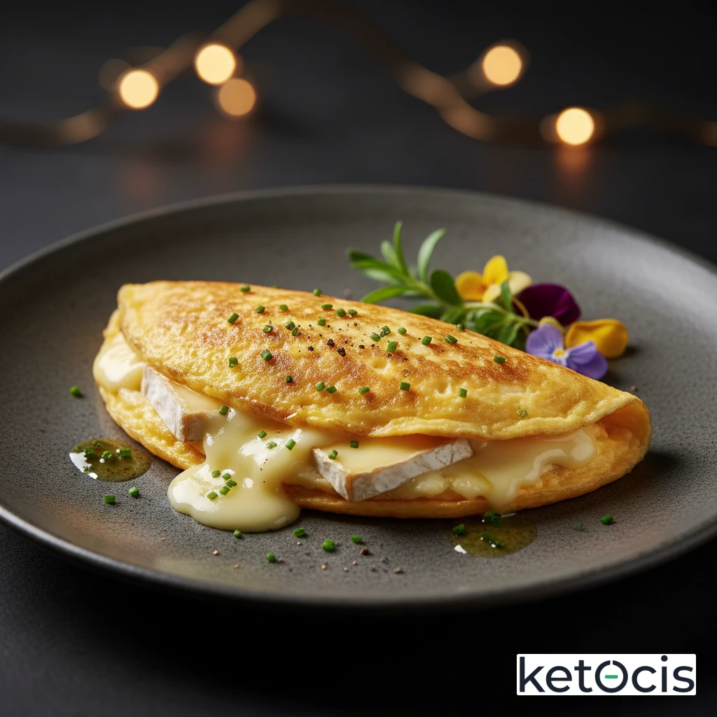 Tortilla francesa de tres huevos rellena de queso brie fundido