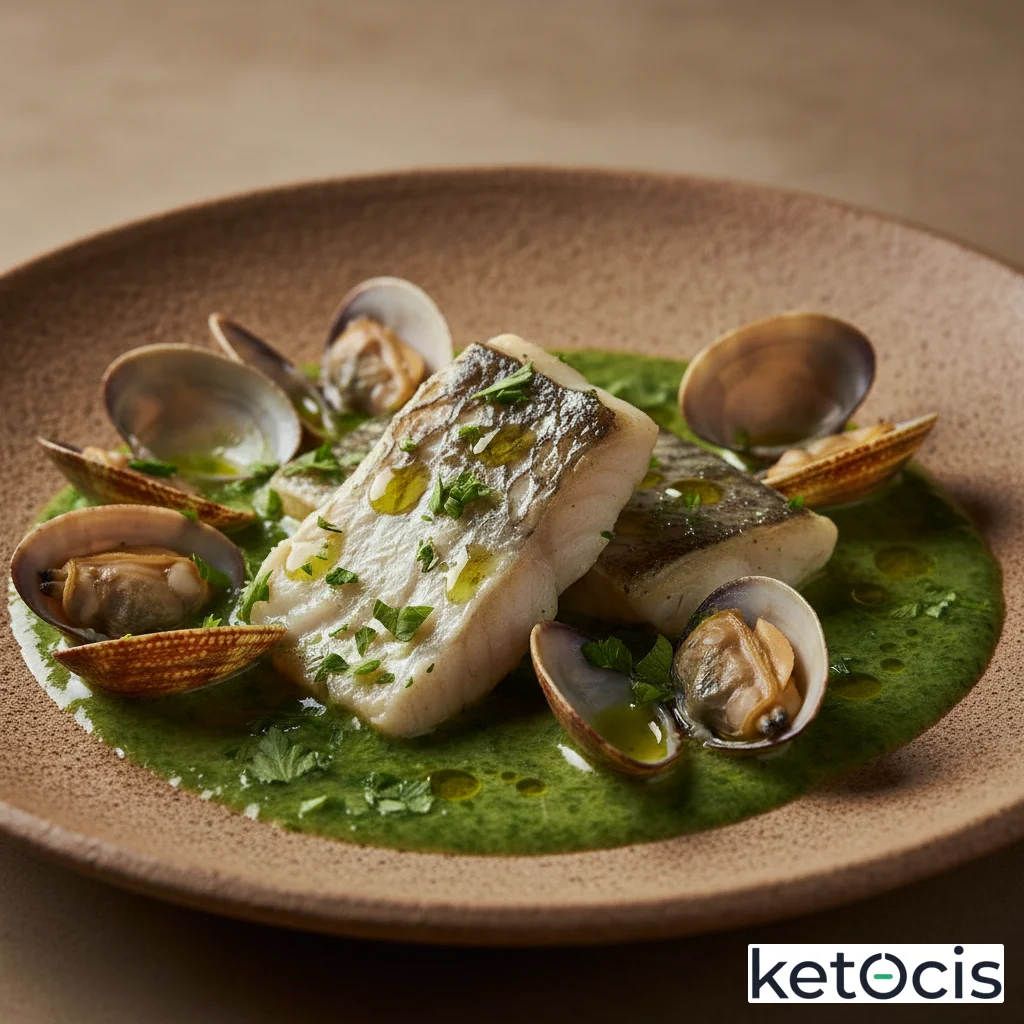 Merluza de pincho en salsa verde de perejil y almejas finas