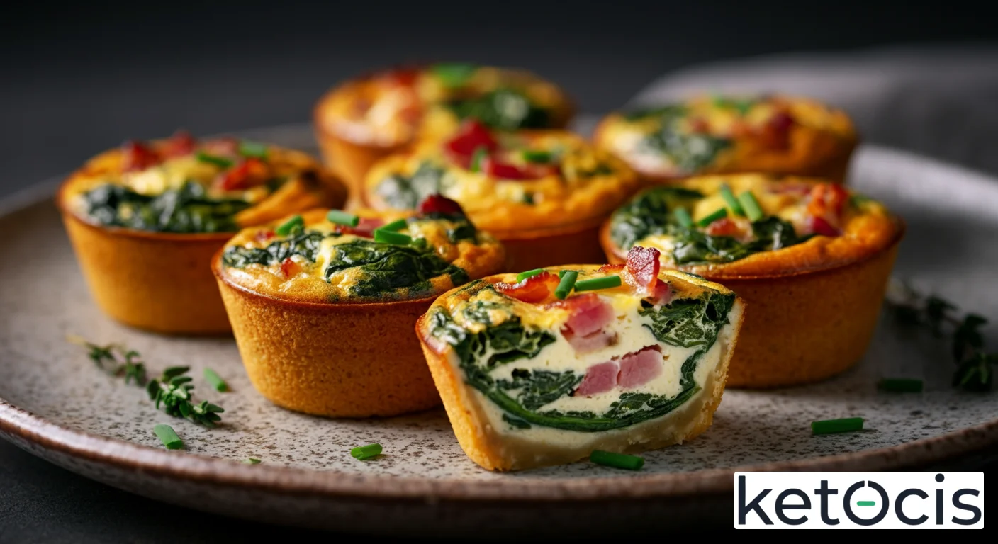 Mini quiches keto sin masa cocinados en moldes de silicona fina
